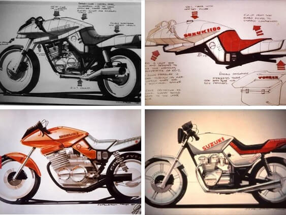 Bản phác thảo ban đầu của Target Design cho dòng 550cc ED-1 và 1100cc ED-2 của Suzuki Katana.